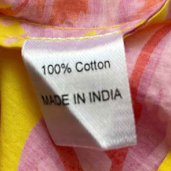 Banjanan Carnation Flamingo Maxi Dress Pink Yellow Cotton XS - Picture 6 of 9